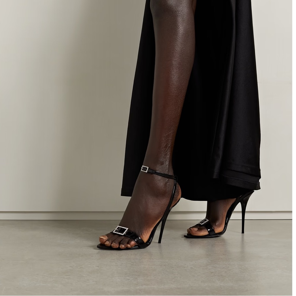 Saint Laurent Claude 110mm buckle heel sandal in patent leather - Picture 7 of 16